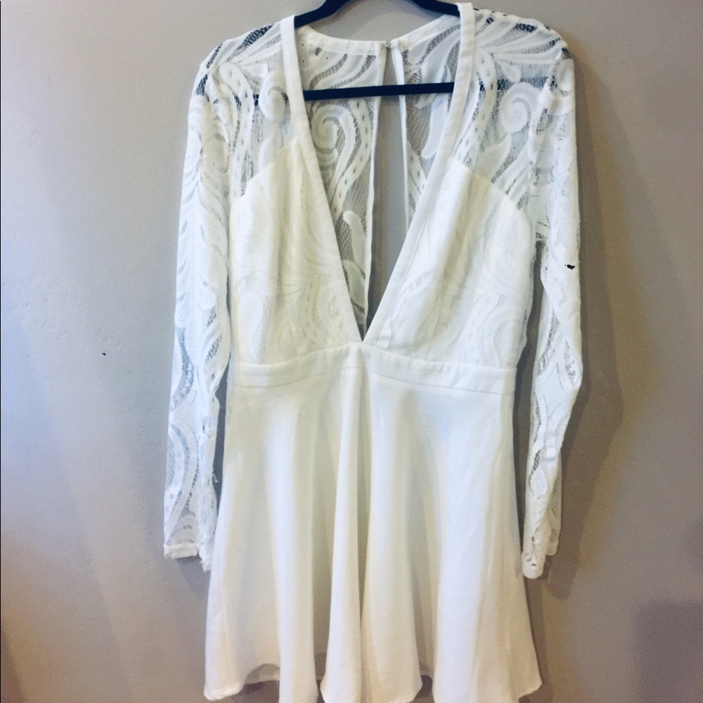 White Deep V dress from Tobi